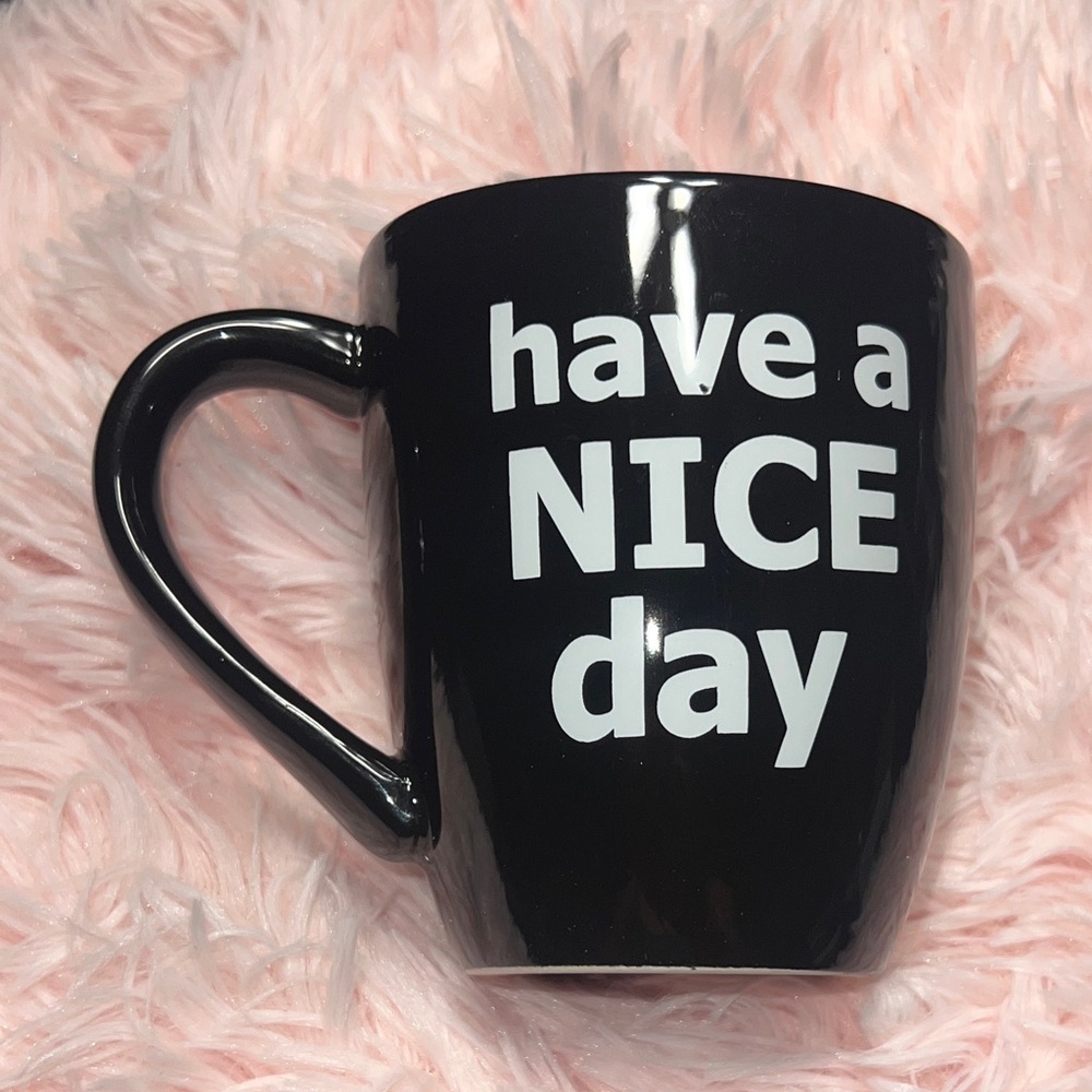 Black Ceramic Mug with A SURPRISE FINGER ON THE BOTTOM